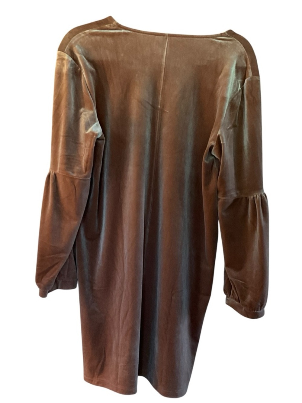 Madewell Velvet V-Neck Shift Dress Tan Long Sleeve Mini Dress Size M - Picture 5 of 8